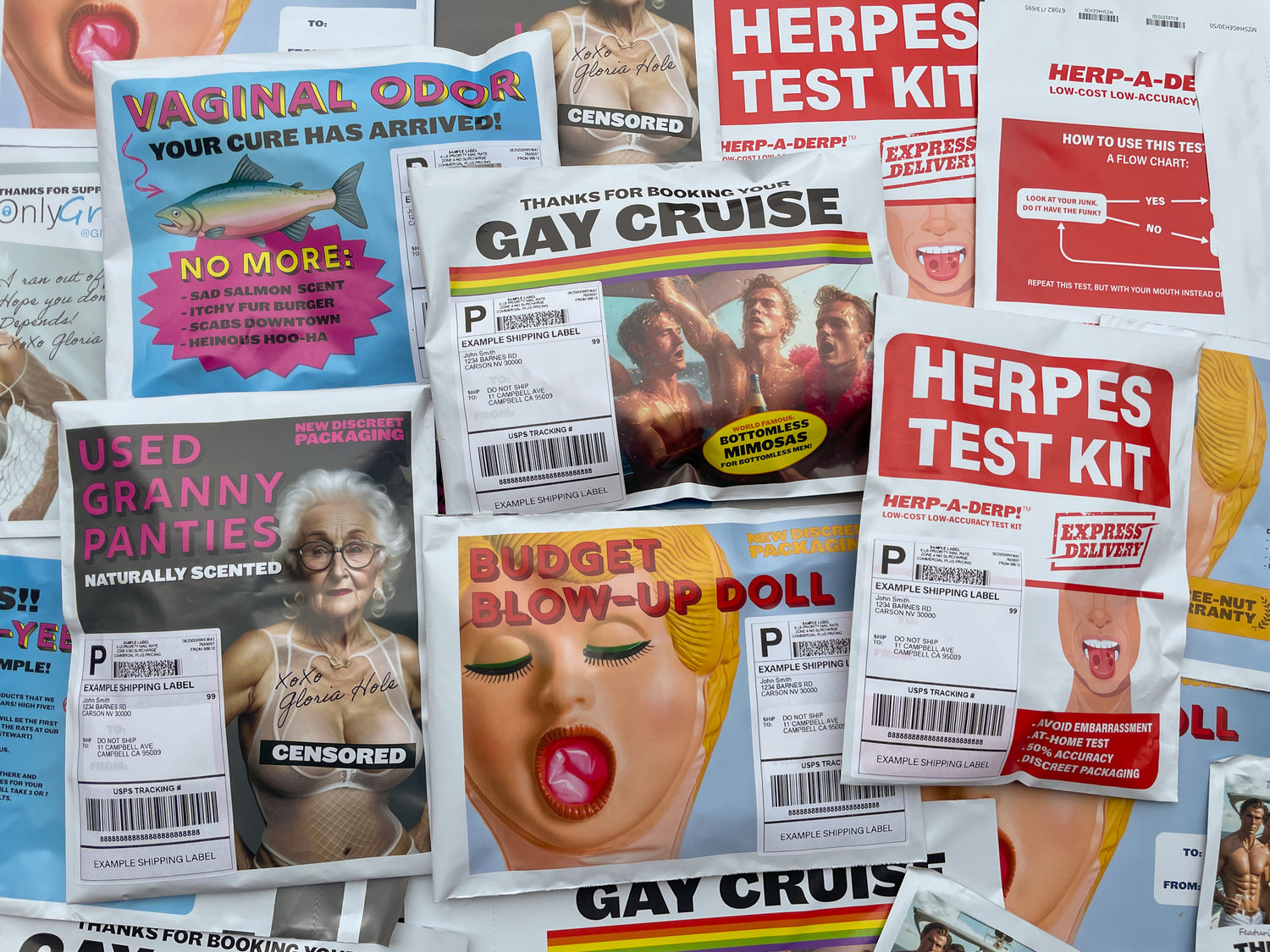 Wide selection of the best anonymous embarrassing mail pranks, featuring multiple eye-catching designs - PrankPackage.com