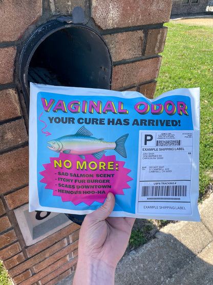 POV of someone being pranked! They open their mailbox to find an embarrassing "cure for vaginal odor" prank mailer inside.